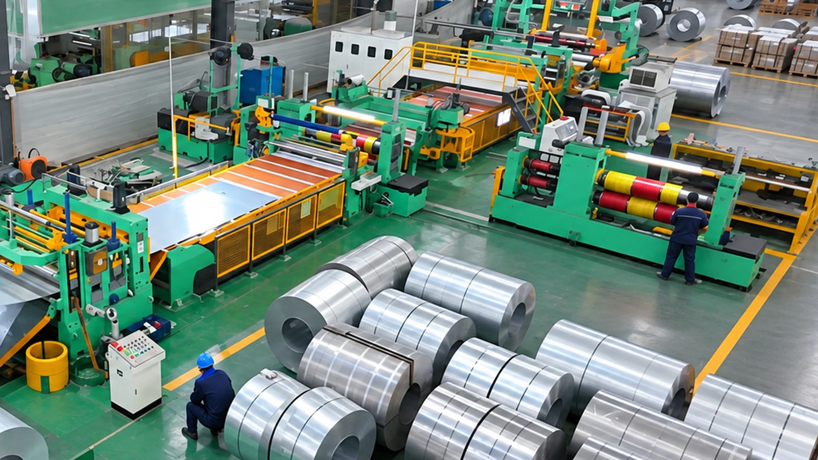 Sección de bobinado de aluminio y bobinas de fleje terminadas